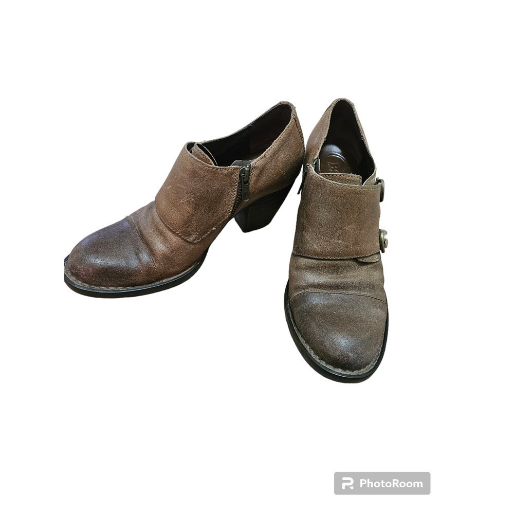 Born Brown Davis Monk Strap Booties/clogs distressed suede size 8 - Picture 3 of 6